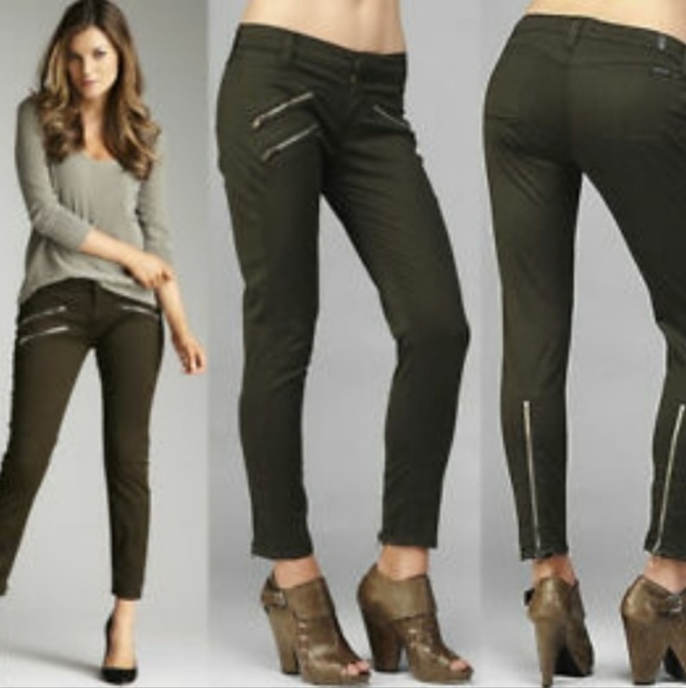 Khaki Green Women's Zipper Detail Pants